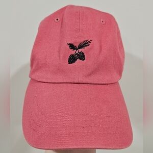 Pink Baseball Cap with Pinecone Embroidery